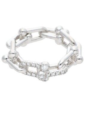 Tiffany & Co Ha Deware 18K White Gold Diamo Lulink Ring
